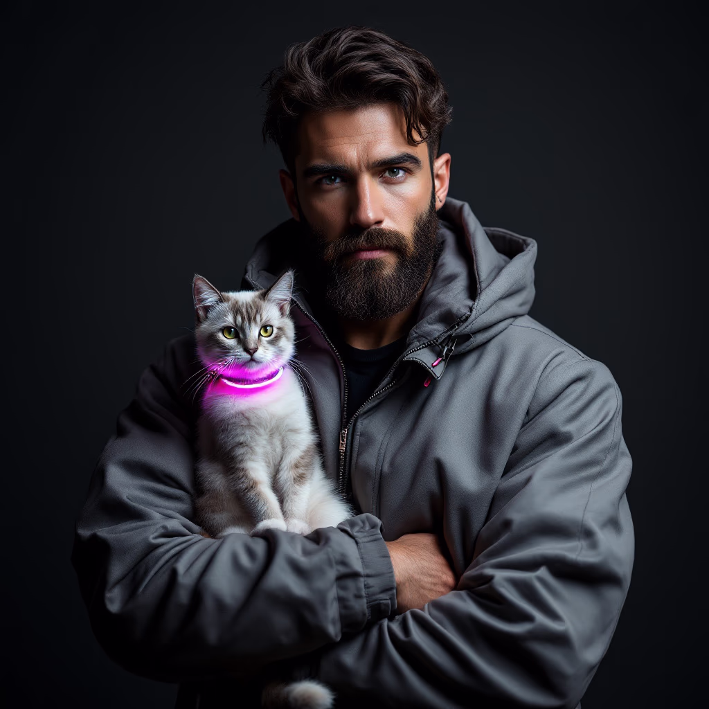 Headshot of a customer with their pet