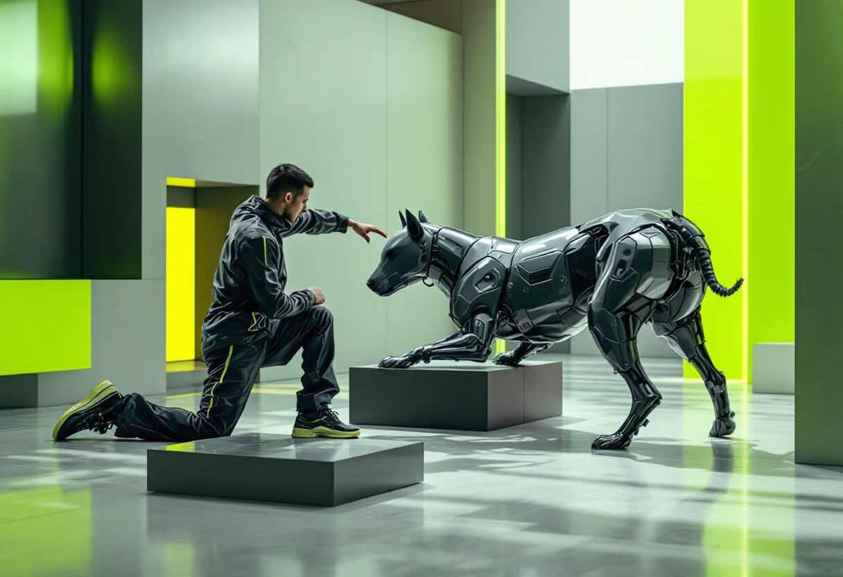 Trainer working with a dog